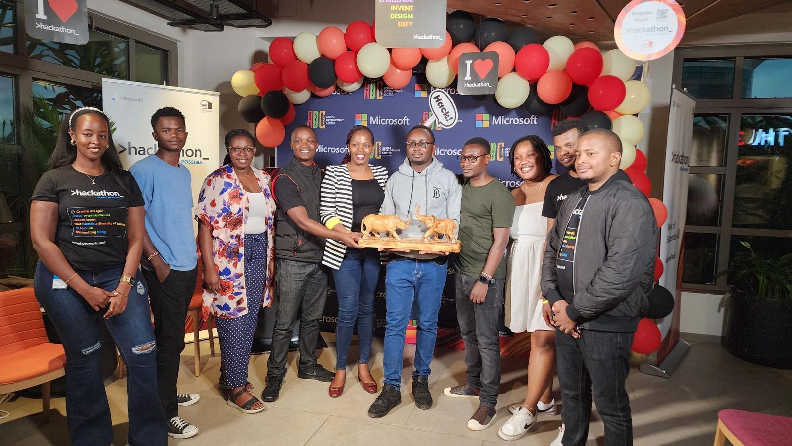 The Food4Education team with the hackathon trophy at the Microsoft Africa Development Centre