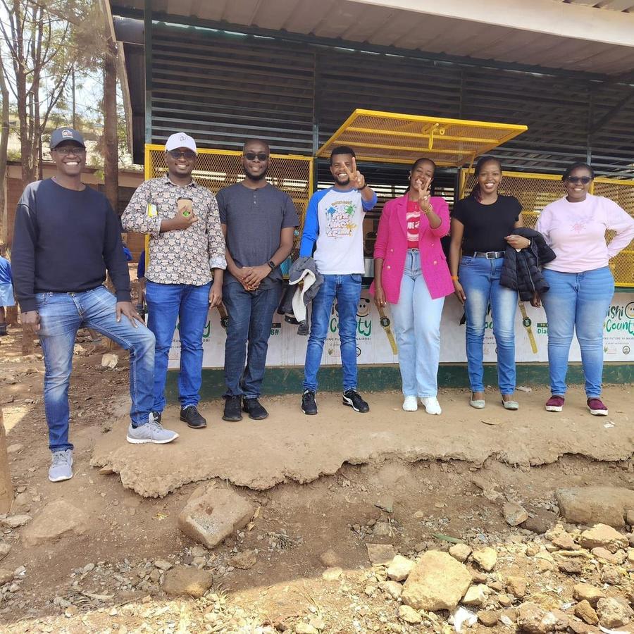 With the Microsoft ADC Kenya team outside a Food4Education school serving centre